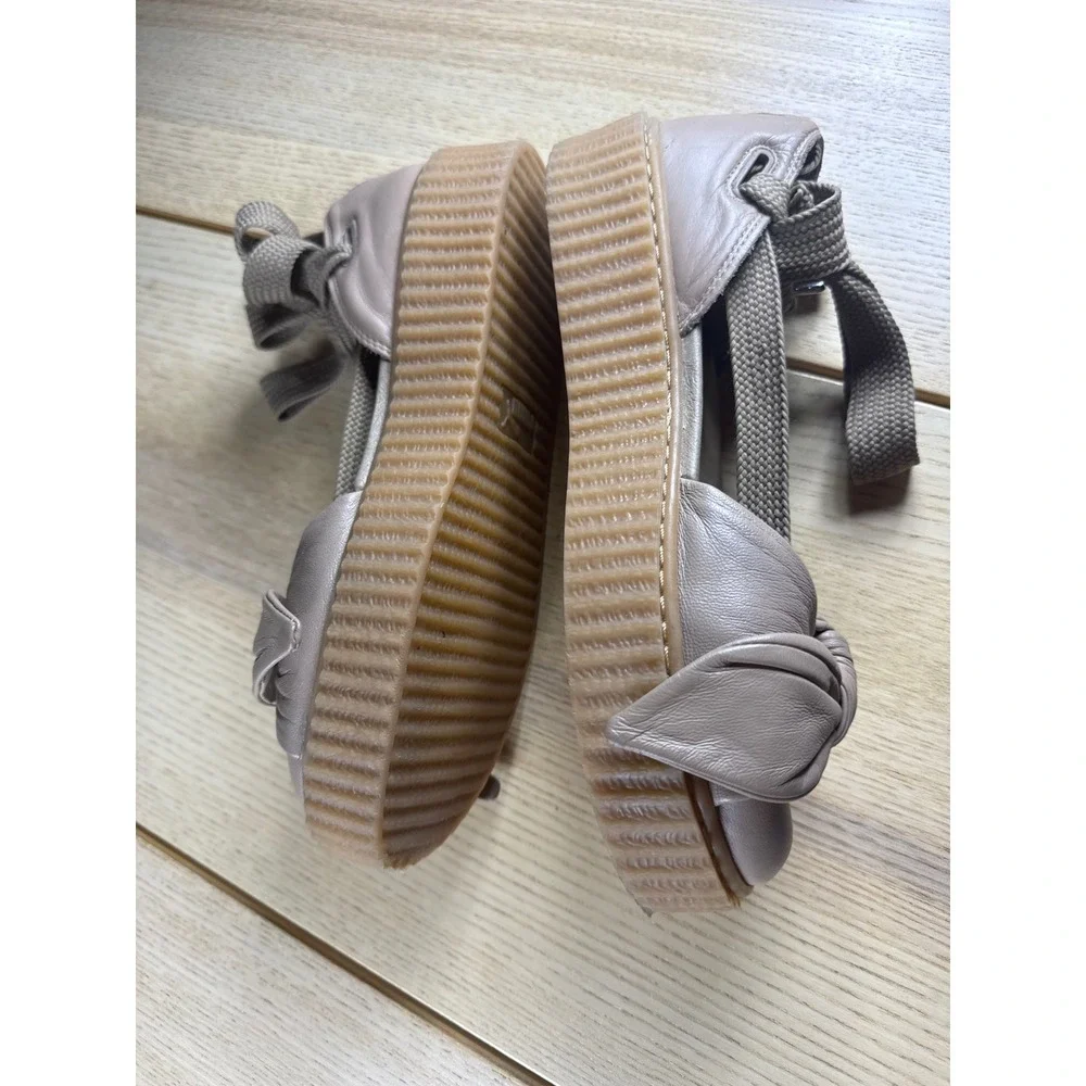 Fenty Puma by Rihanna Creeper Bow Sandal Beige‎ Leather Lace Up Platform